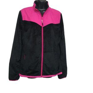 Magellan Black and Pink Full Zip Jacket Fleece Size Large